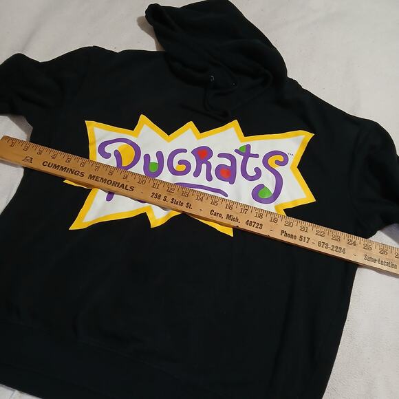 VTG Nickleodeon Rug Rats Large black hoodie Tommy Chuckie 90's large - Picture 10 of 12